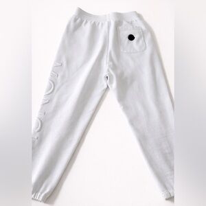 Moncler Kids White Embossed Logo Joggers